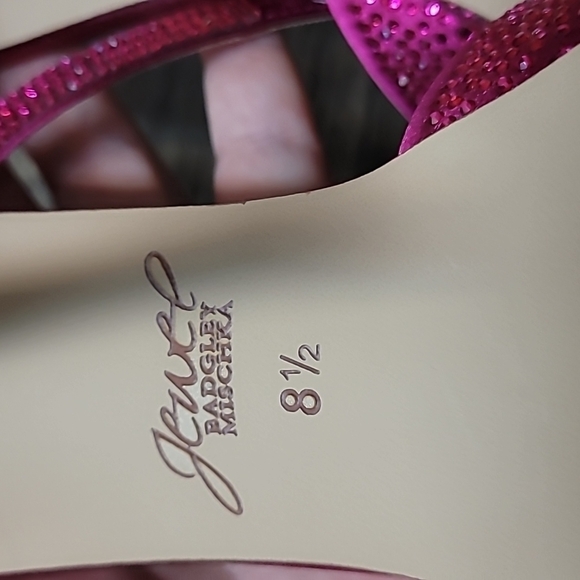 NWT B. Mischka Jewel pink satin crystals ankle strap heel pointy toe shoes 8.5 - Picture 8 of 9